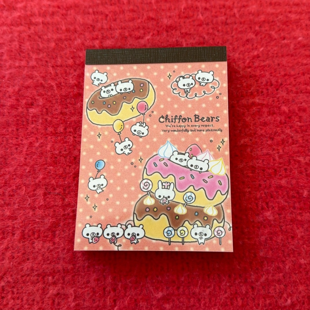 NWT Crux Japan Chiffon Bears Donut Mini Memo Pad